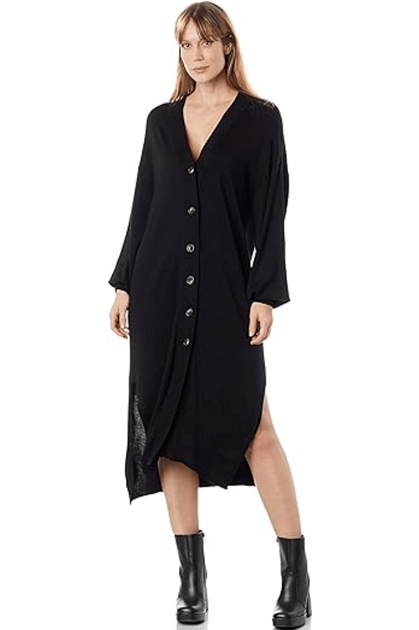 Cardigan Longo Feminino Com Botão Em Tricô Hering