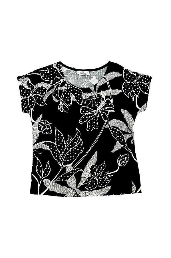 Blusa Benefice Japonesa Estampada Cor do Céu