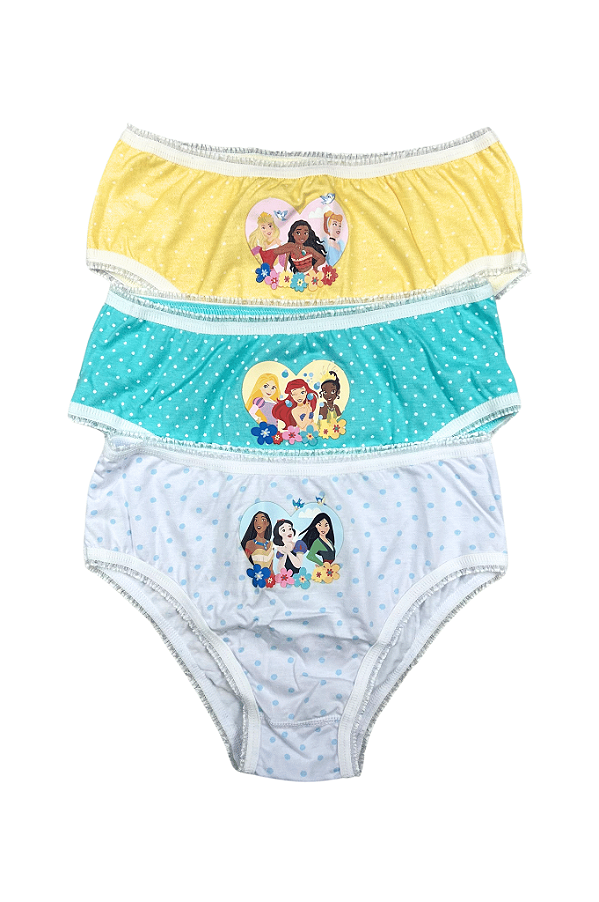 Kit 3 Calcinhas Princesas da Disney Infantil Lupo