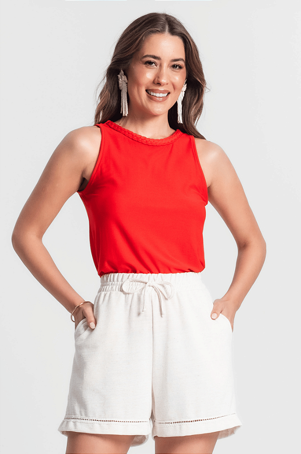 Regata Feminina Com Decote Trabalhado Rovitex