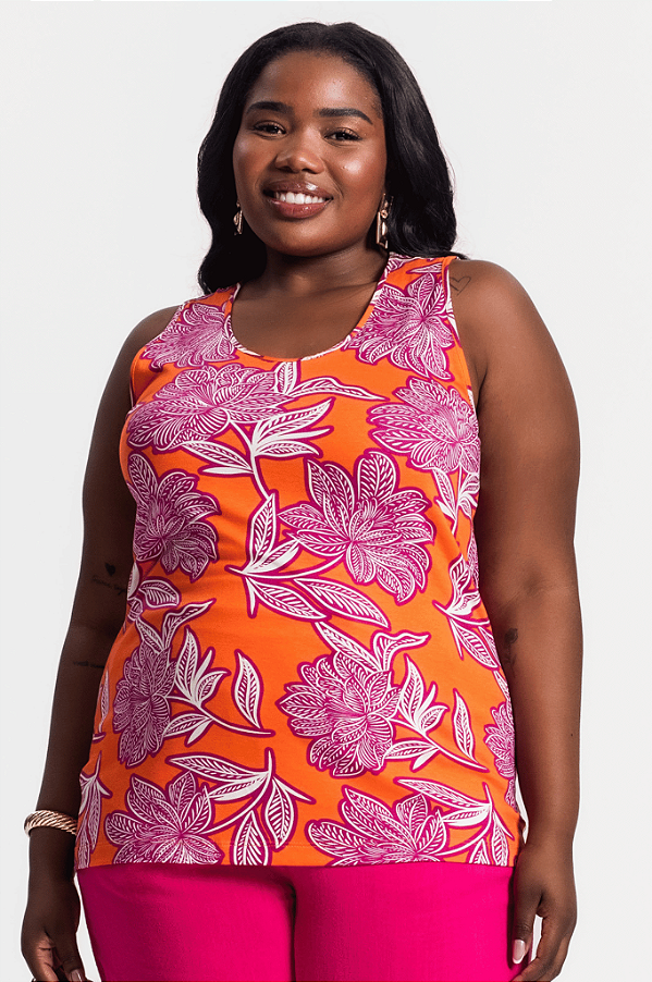 Regata Estampada Plus Size Secret Glam
