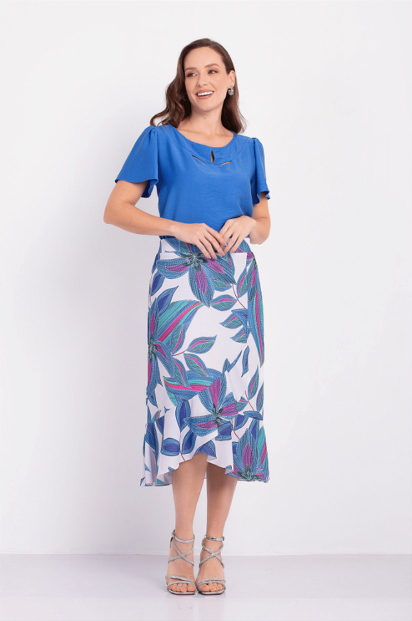 Blusa Feminina Azul Capim Rosa