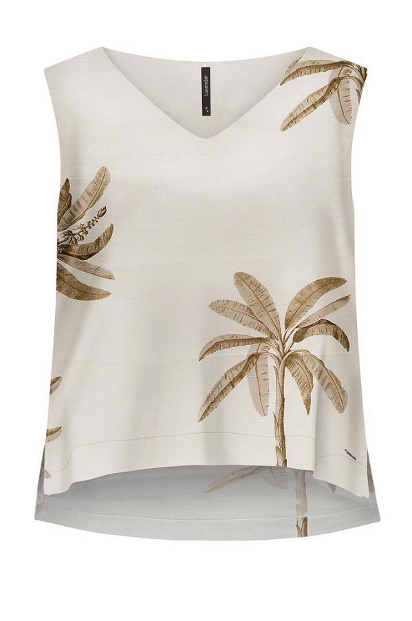 Blusa Regata Com Decote V Em Tecido Linho