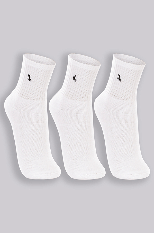 Kit Com 3 Pares De Meia Adulto Cano Médio Lupo Sport