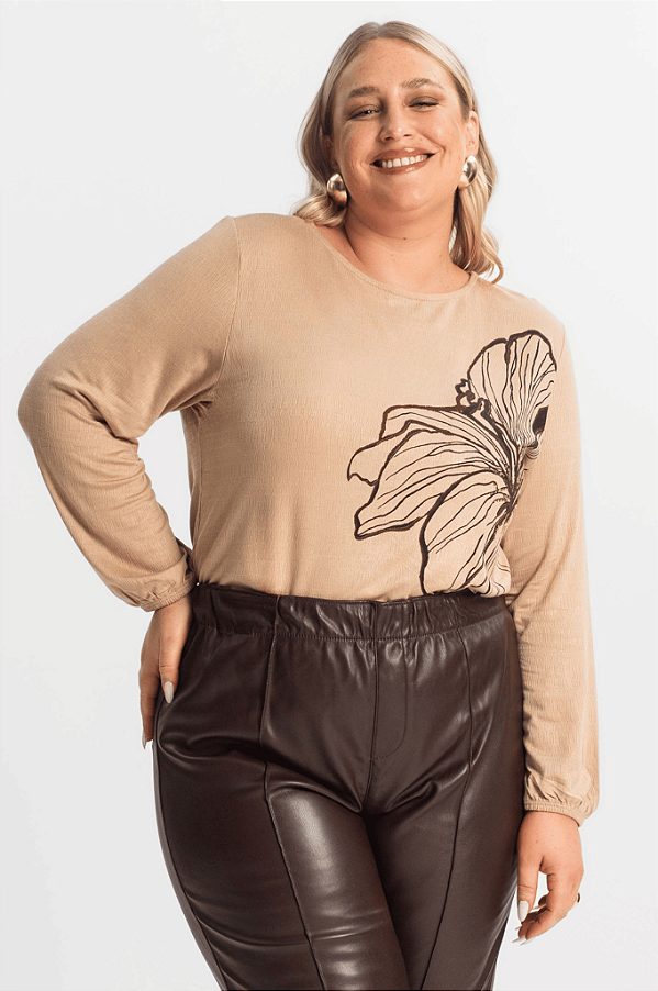 Blusa Feminina Plus Size Manga 7/8 Secret Glam
