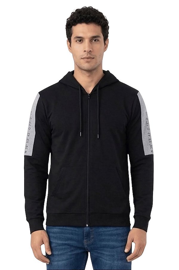 Jaqueta Masculina com Capuz de Moletom Rovitex Preto
