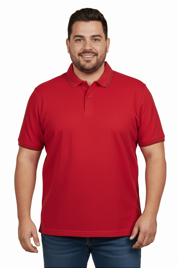 Camisa Polo Manga Curta Essencial Piquet Com Elastano Carmim Dockston