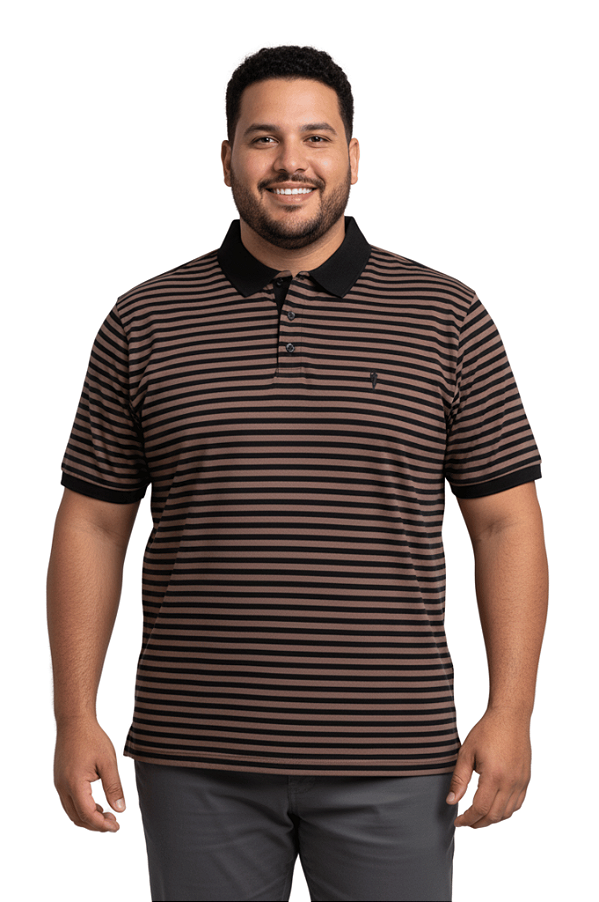 Polo Fio Tinto Meia Manga com Filete Ferreira Mello