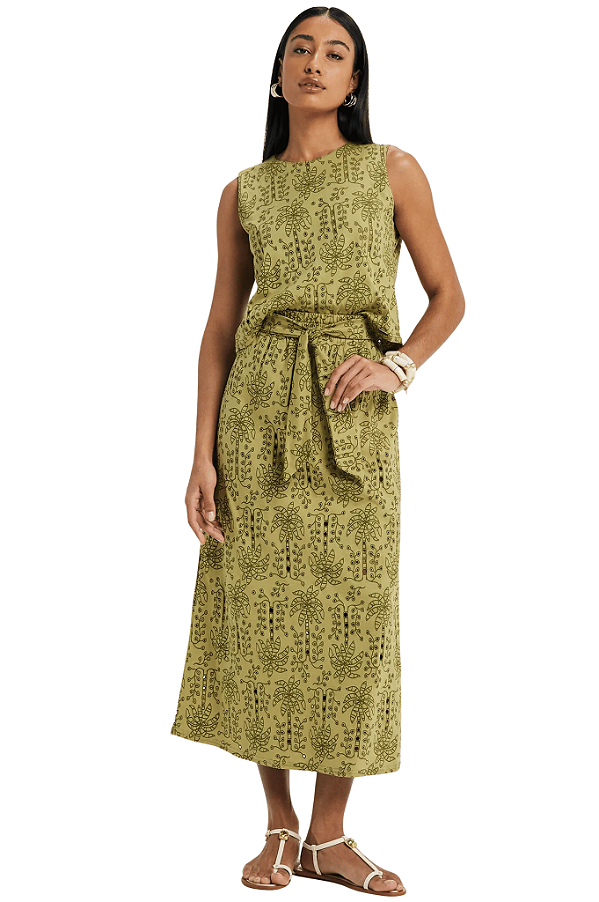 Saia Midi Feminina Tropical Devorê Marialícia