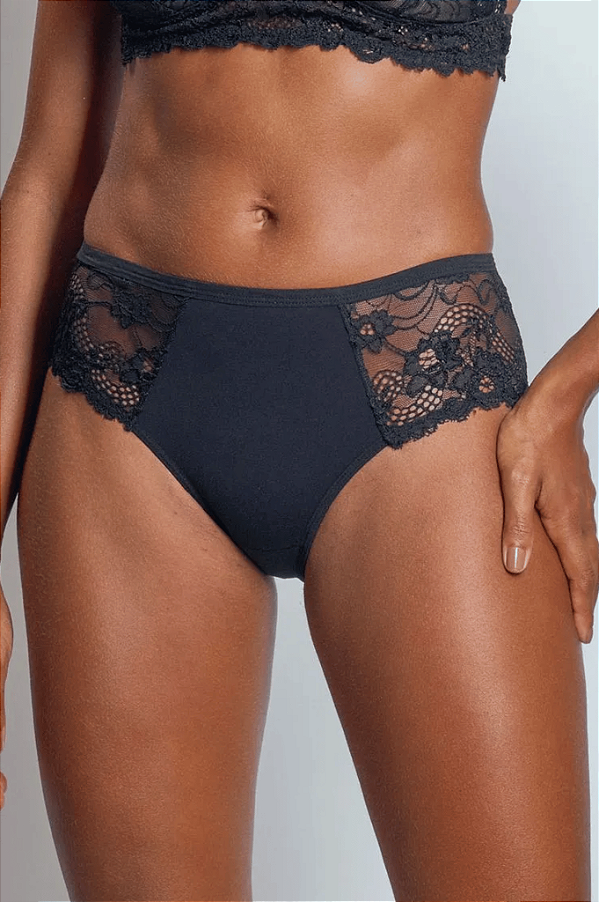Calcinha Bíquini Em microfibra Com Lateral Larga Em Renda Jasmine Duloren