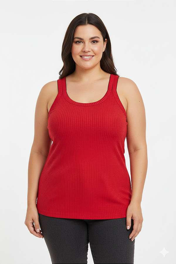 Blusa com Alças em Ribana Canelada Rovitex