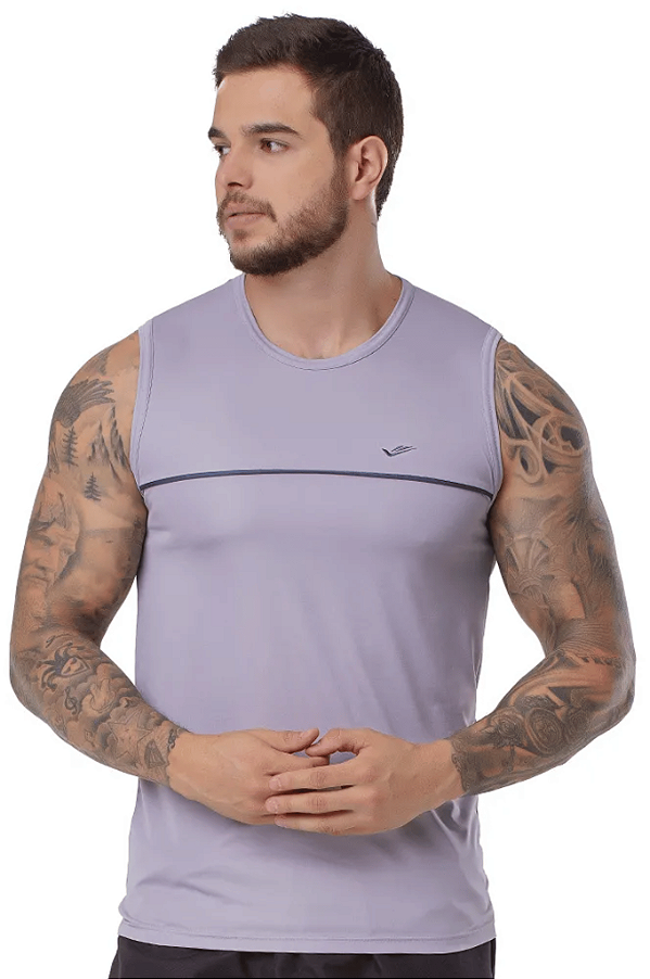 Camiseta Regata 100% Poliéster com Detalhe em Cor Contrastante Elite