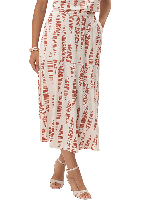 Saia Midi Energia Evasê Recorte no Quadril Cor Do Céu