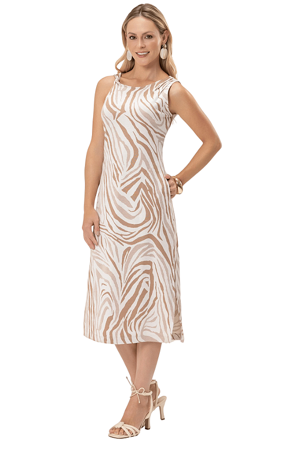 Vestido Midi Tranquilidade Ombros Assimétricos Sem Manga Cor Do Céu