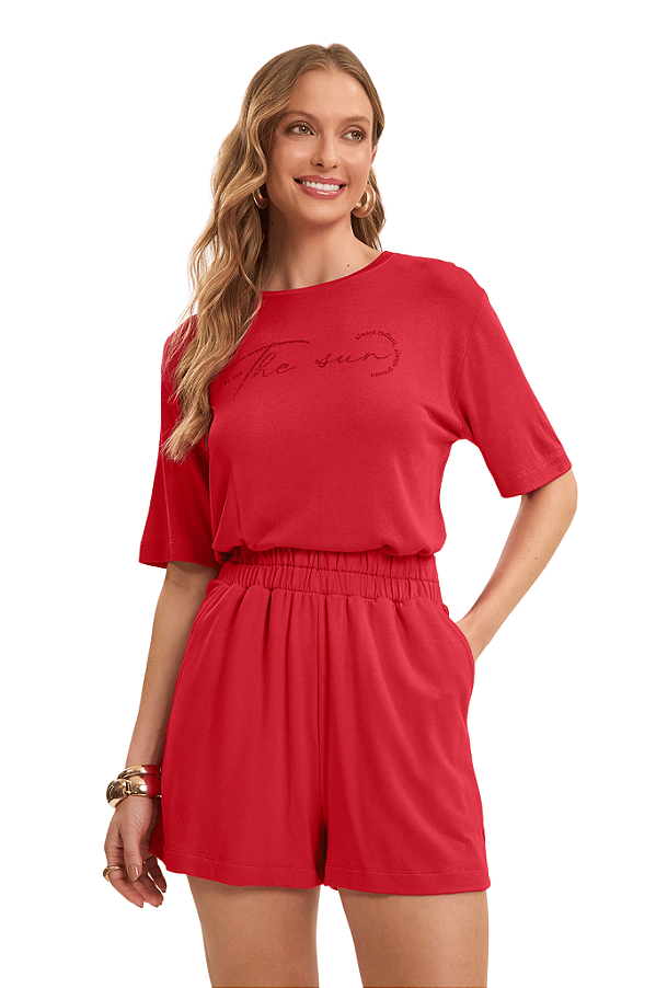 Blusa Feminina Manga Curta Visco Tricot Rovitex