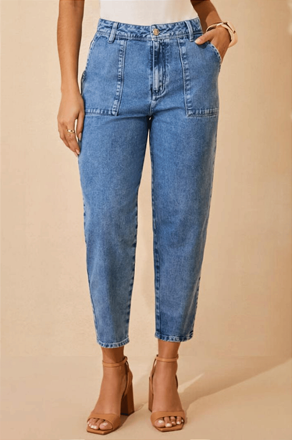 Calça Capri Feminina Slouch Algodão Assédio Jeans