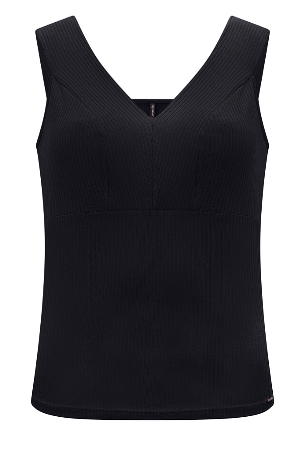 Blusa Canelada Cropped de Alças Largas com Decote em V Lunender