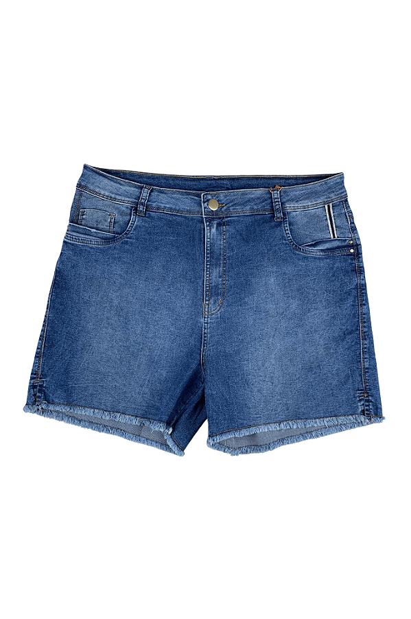 Short Jeans Com Bolsos Barra A Fio Giov Algodão Manifesto