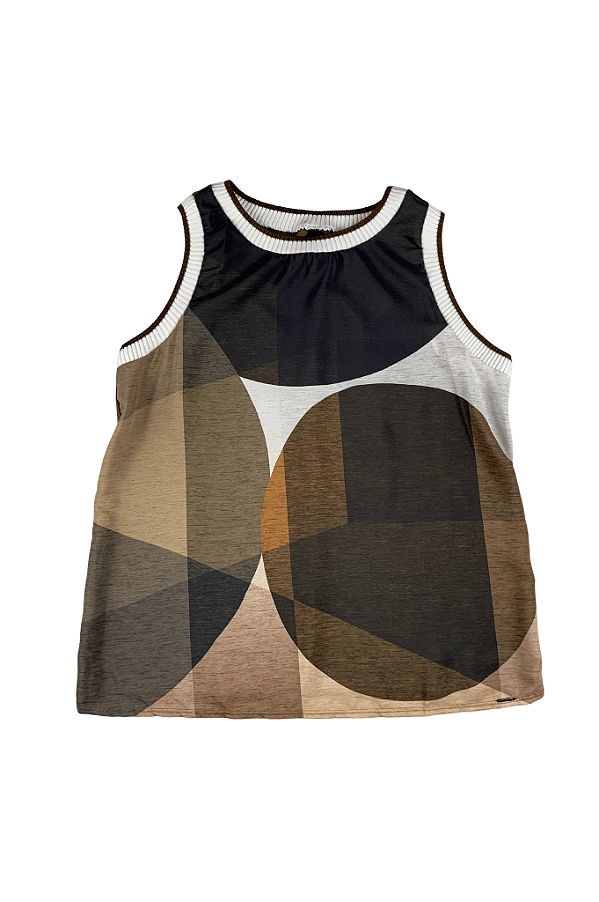 Blusa Sem Manga Geométrica Viscose Lunender