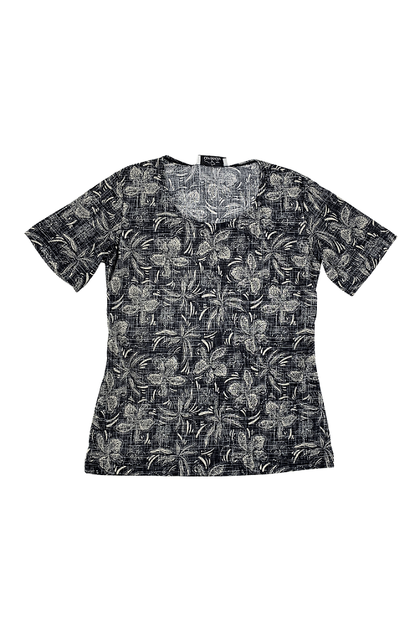 Blusa Meia Manga Tuniquete Simplicidade Estampada Cor Do Ceu