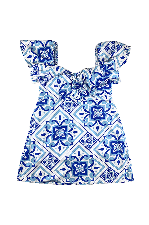 Vestido Curto Thais Azul Viscose Manifesto