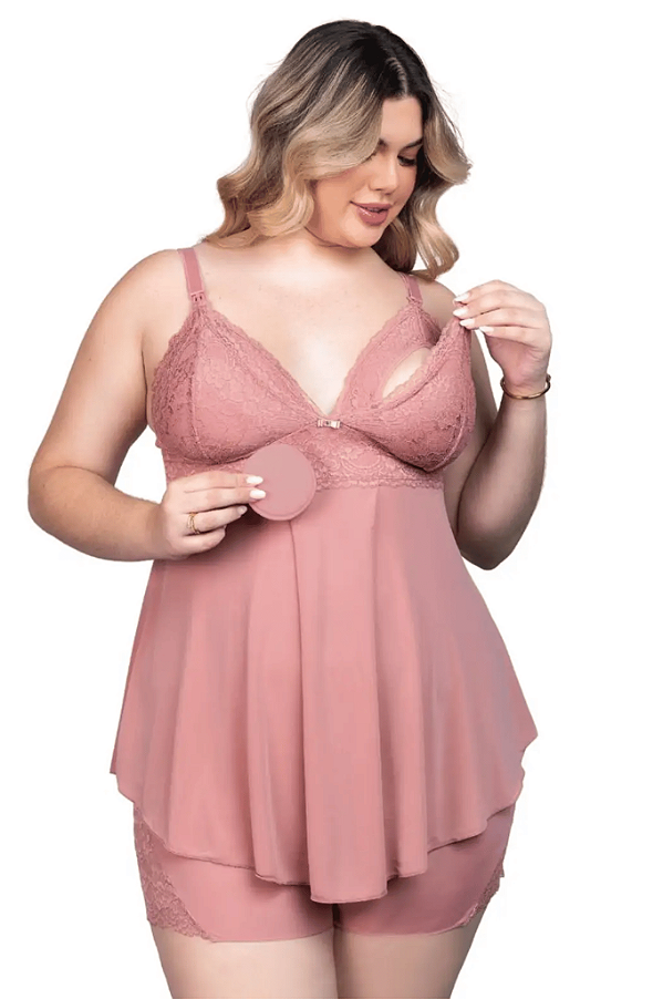 Short Doll Amamentação em Renda e Liganete Santa Passion