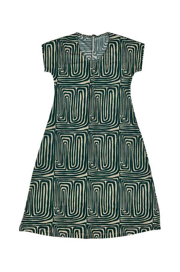 Vestido Simpliciade Japonesa Midi Estampado Cor Do Céu