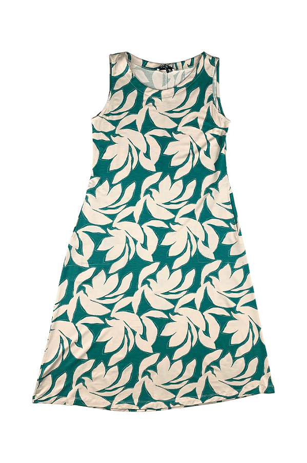 Vestido Vida Sem Manga Evasê Midi Com Bolsos Cor Do Céu