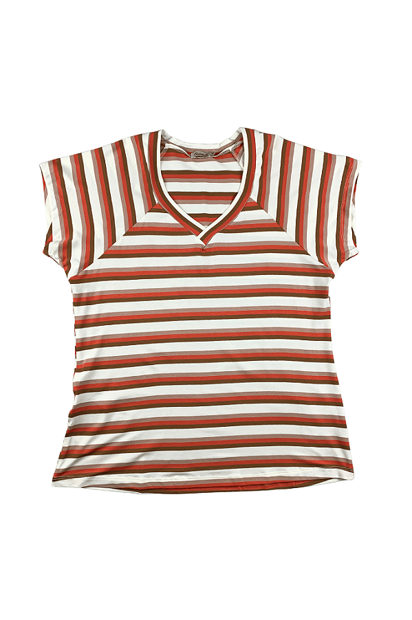 Blusa Manga Curta Listrada Egito Viscose Barrielli