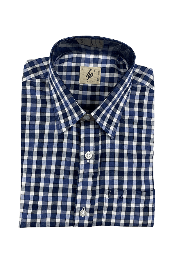 Camisa Social Masculina Manga Curta Xadrez HP Ouro
