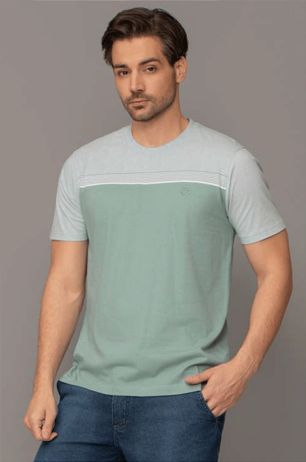 Camiseta Gola Redonda Espatulada com Efeito Sarja Dockston