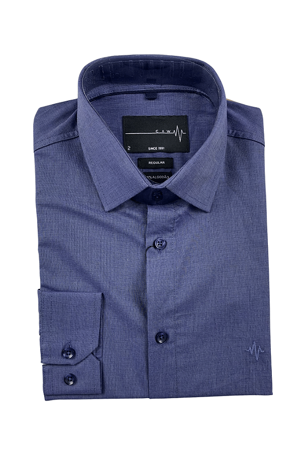 Camisa Social Fil a Fil Regular Ctravate Manga Longa Sem Bolso Caw