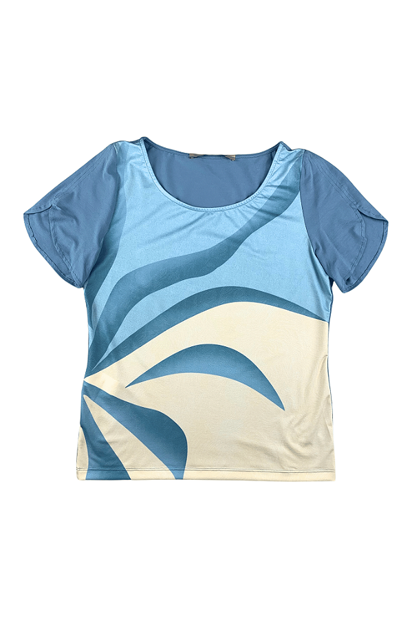 Blusa Manga Curta Estampada Gola Redonda Miravest