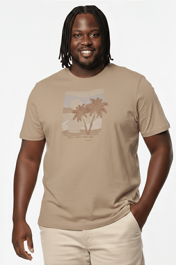 Camiseta Plus Masculina Malha Maquinetada Diâmetro