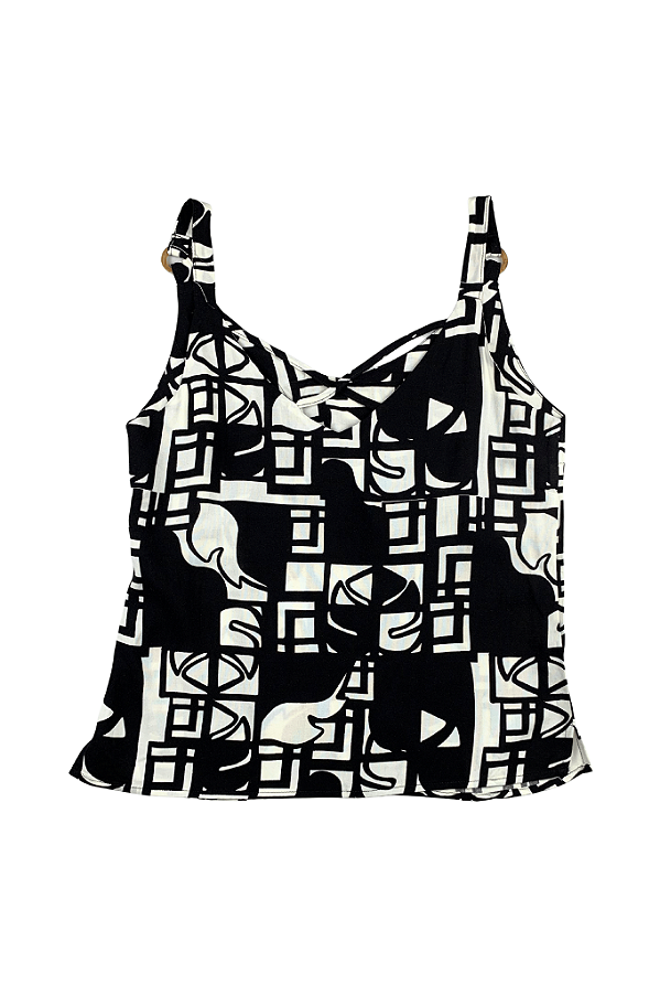 Regata Feminina Reta Decote V Alça Detalhe Argola Em Viscose Malwee