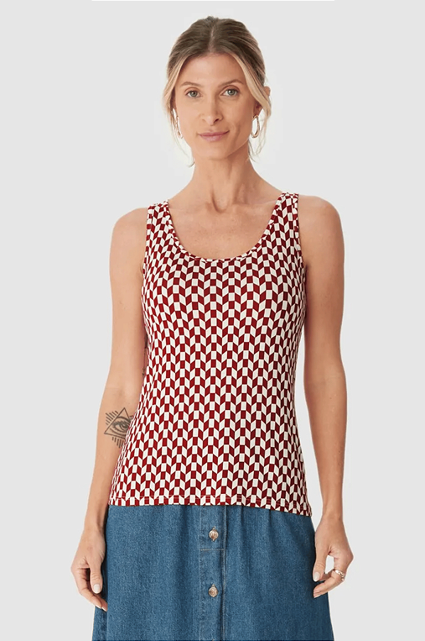 Regata Justa Feminina Estampa Digital Em Viscose Stretch Malwee