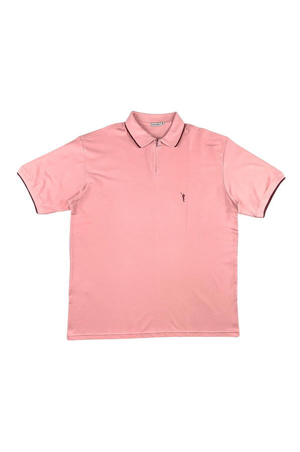 Polo com Fecho Malha Piquet e Gola Listrada Ferreira Mello