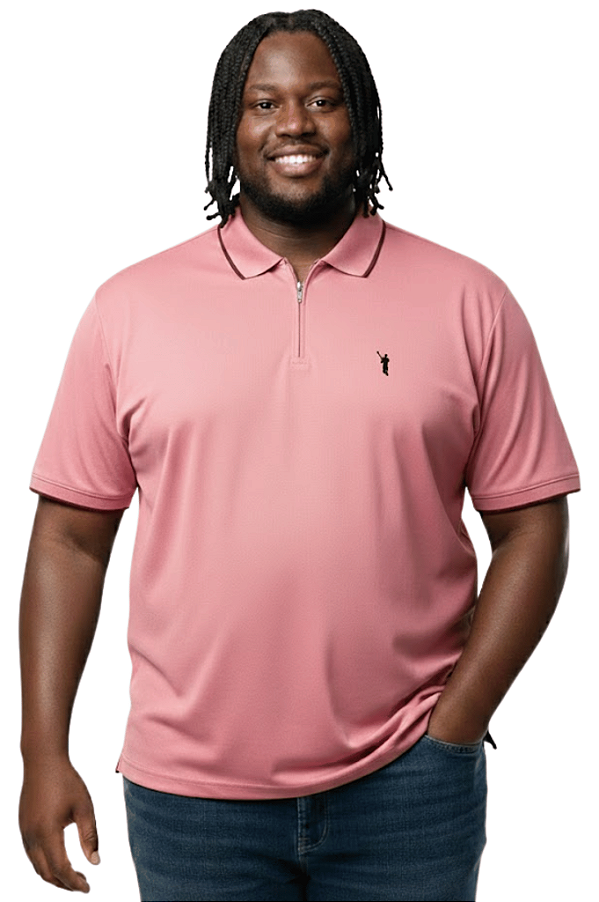 Camisa Polo com Fecho Malha Piquet e Gola Listrada Ferreira Mello