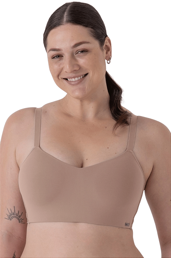 Sutiã Plus Size em microfibra com bojo inteiro, sem aros e com laterais largas Dois Rios