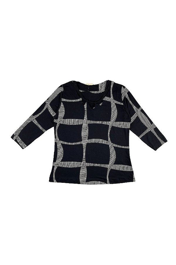 Blusa Feminina Manga 3/4 com Detalhe no Decote Barrielli