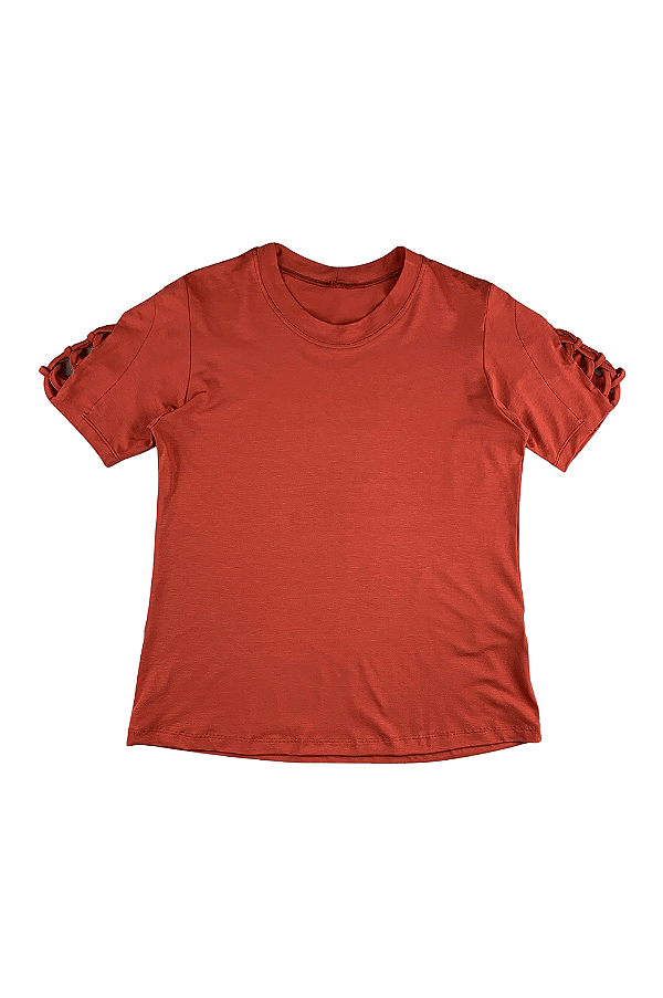 Blusa Feminina Gola Redonda com Detalhe na Manga Barrielli