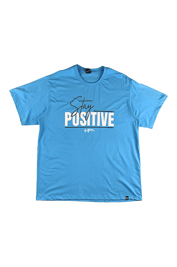 Camiseta Masculina Plus Size Stay Positive Meia Manga em Algodão HF