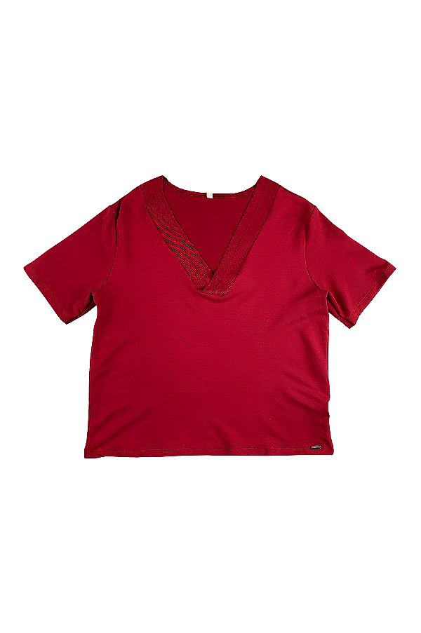 Blusa Feminina Meia Manga com Decote V em Viscose Marialícia