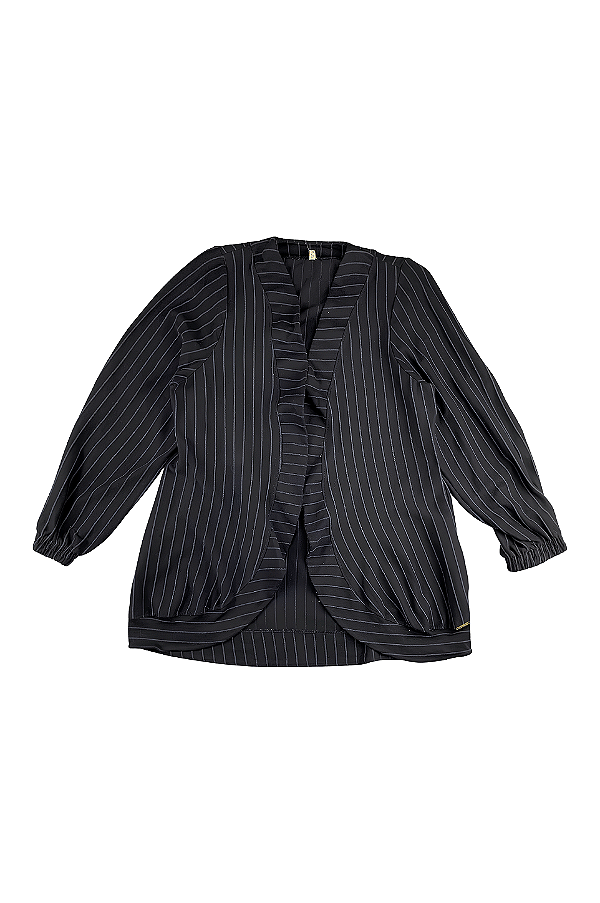 Cardigan Feminino Listrado com Elástico nas Mangas Cativa