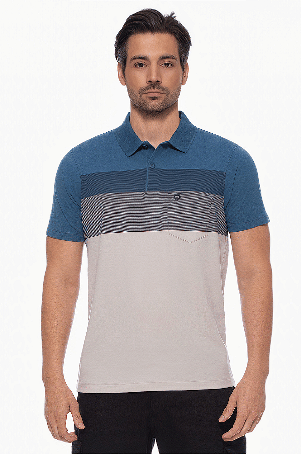 Polo Masculina Clássica com Bolso Listy Safira Dockston