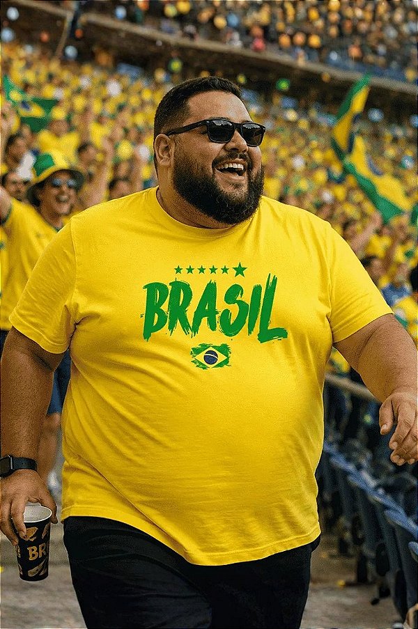 Camiseta Do Brasil Masculina Copa Do Mundo HF