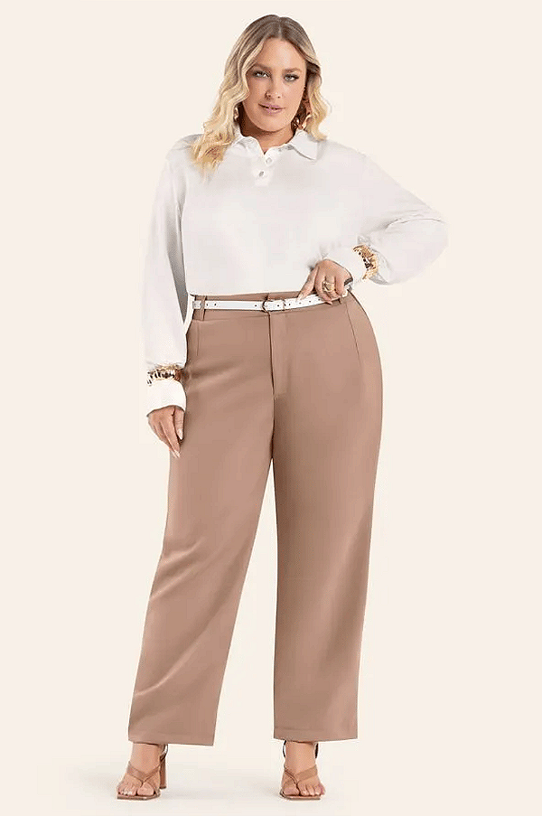 Calça Feminina em Alfaiataria Reta Secret Glam