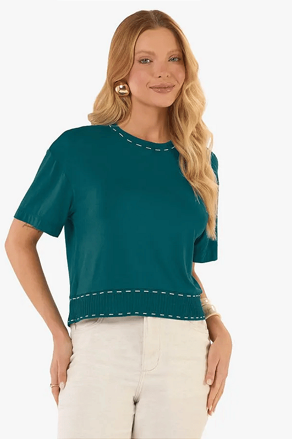 Blusa Feminina em Viscotorcion com Modelagem Box Rovitex