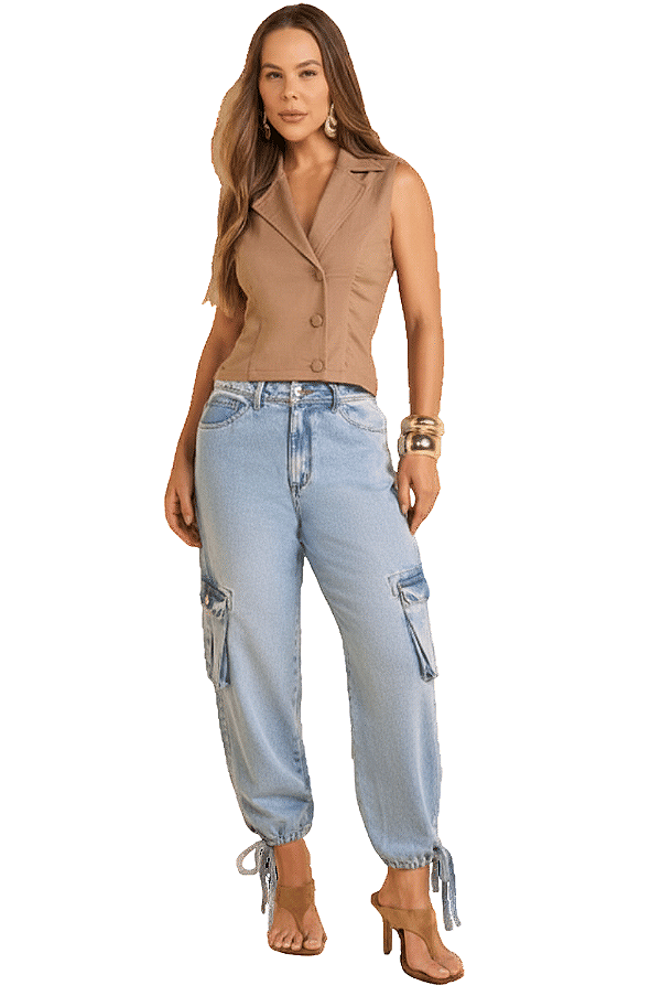 Calça Cargo Slouchy Feminina Assédio Jeans