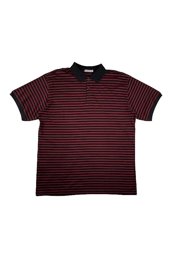 Camisa Polo Masculina Manga Curta Fio Tinto Galao Comum Com Filete Listrada Ferreira Mello